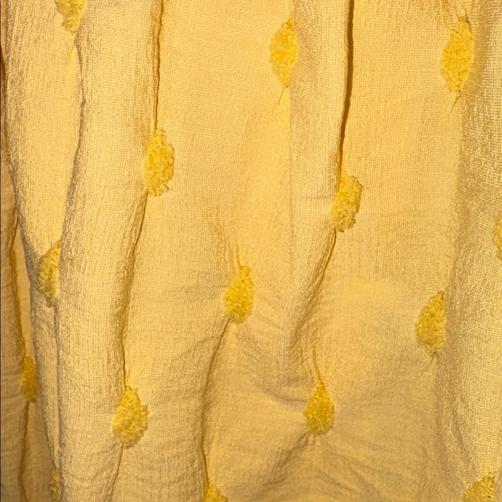 Free People Primmy yellow midi dress textured jacquard summer casual large new - Picture 6 of 9